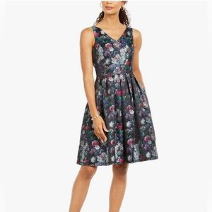 Tahari by ASL Sleeveless Printed Jacquard Floral Dress